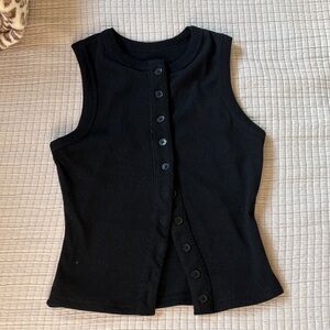 Sleeveless Black Button-Up Top